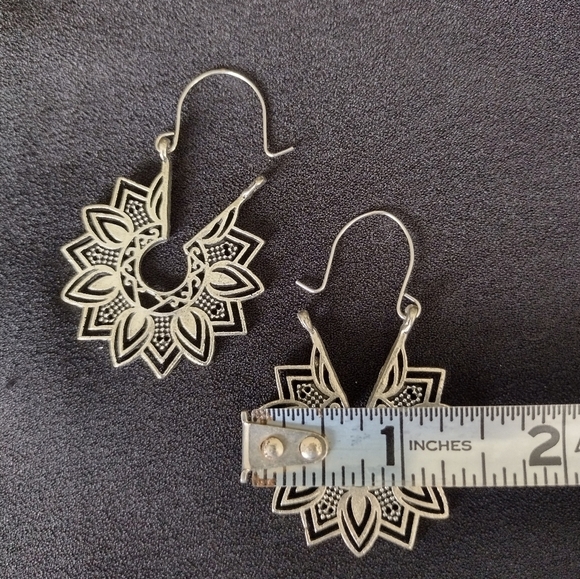 Silver Mandala Earrings - Picture 7 of 8